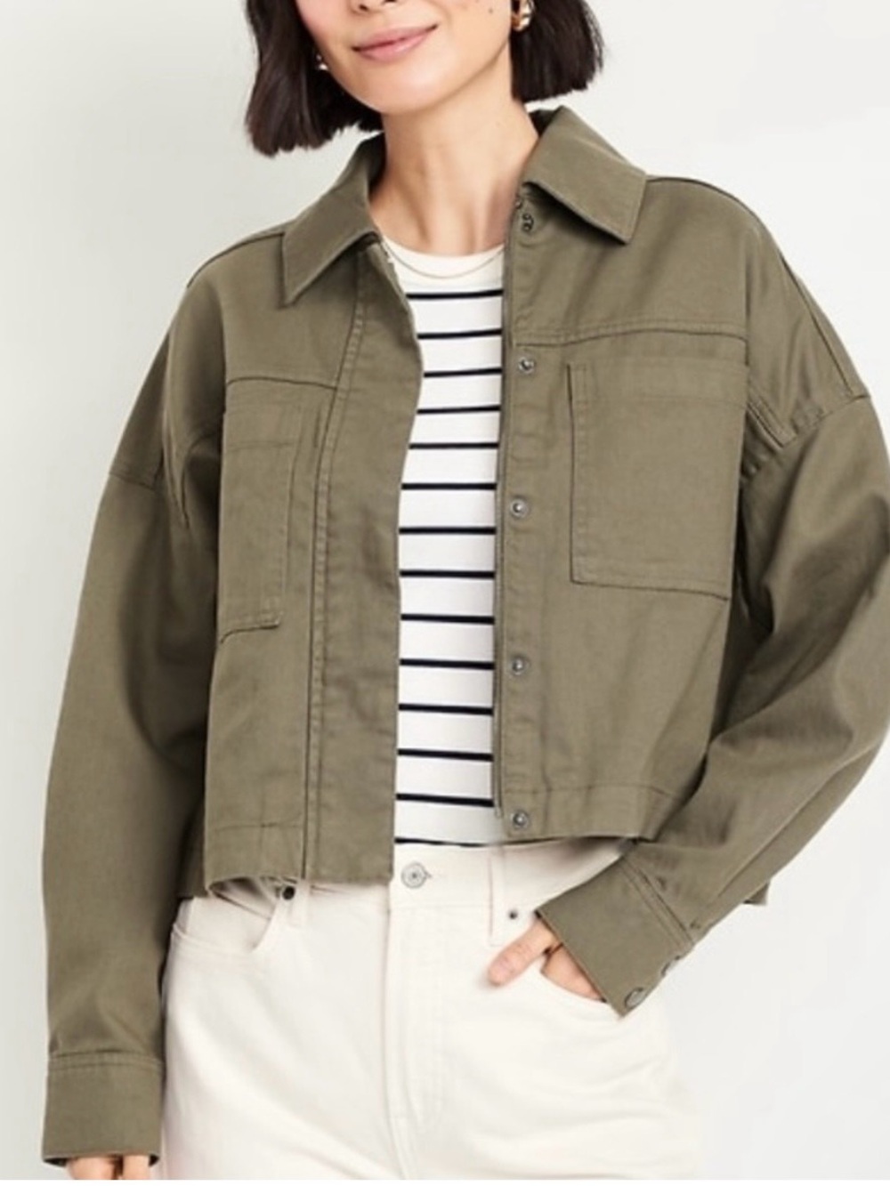 Old Navy Olive Cropped Utility Jacket - Women - XL - Like new
